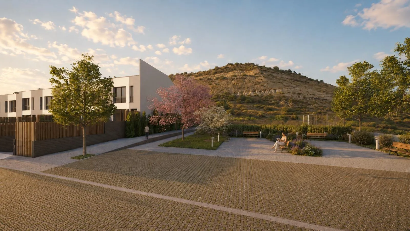 Vista frontal del conjunto residencial